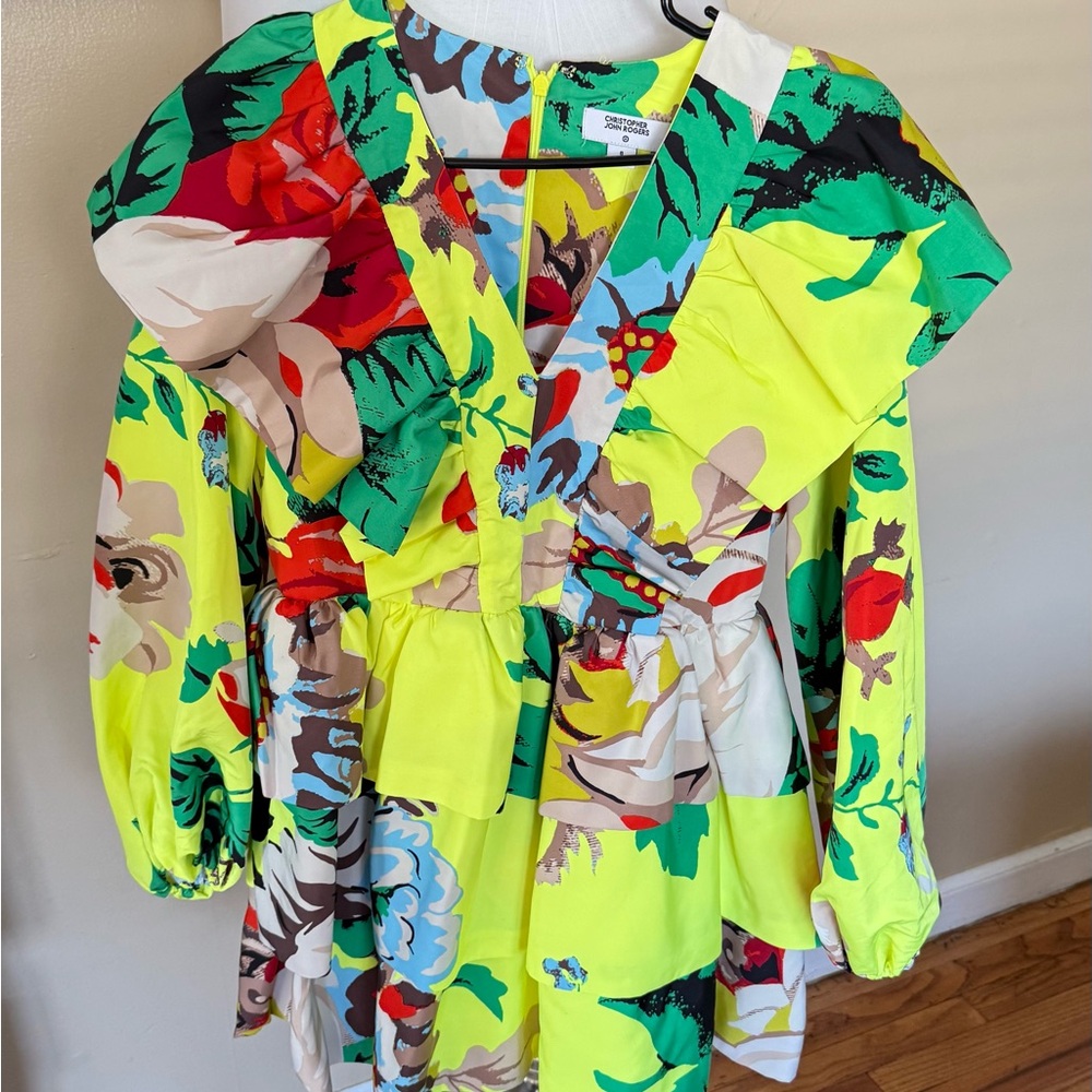 Christopher John Rogers Vibrant Floral Mini Dress